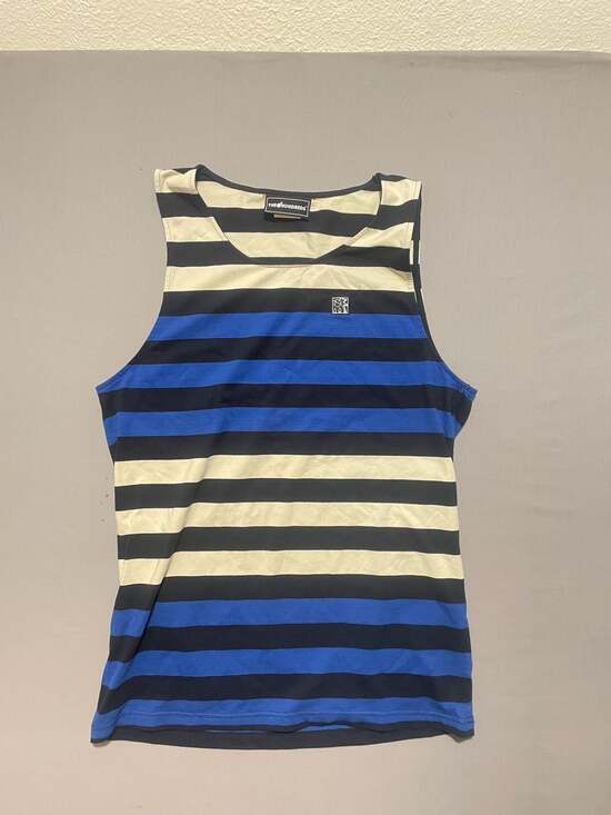 The Hundreds Other - The Hundreds Blue, Black, and Off-White Striped Tank Top Large